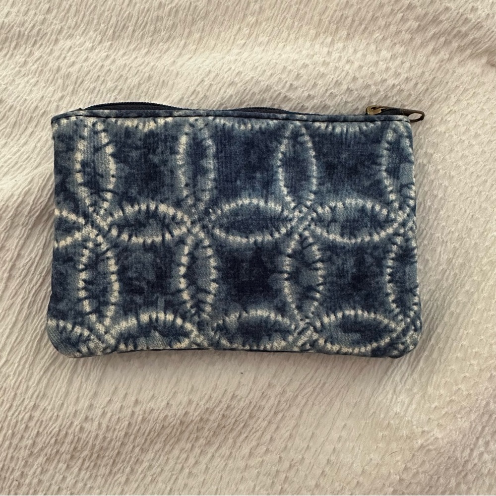 Blue and white zip pouch